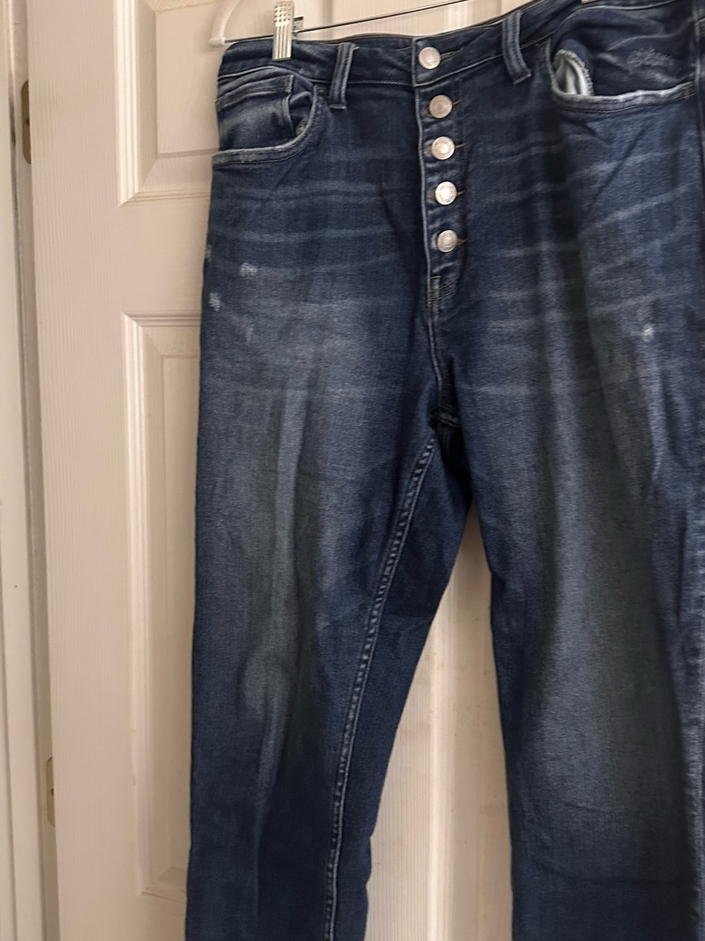 High-Rise Button-Fly Women's Jeans in Dark Blue Wash